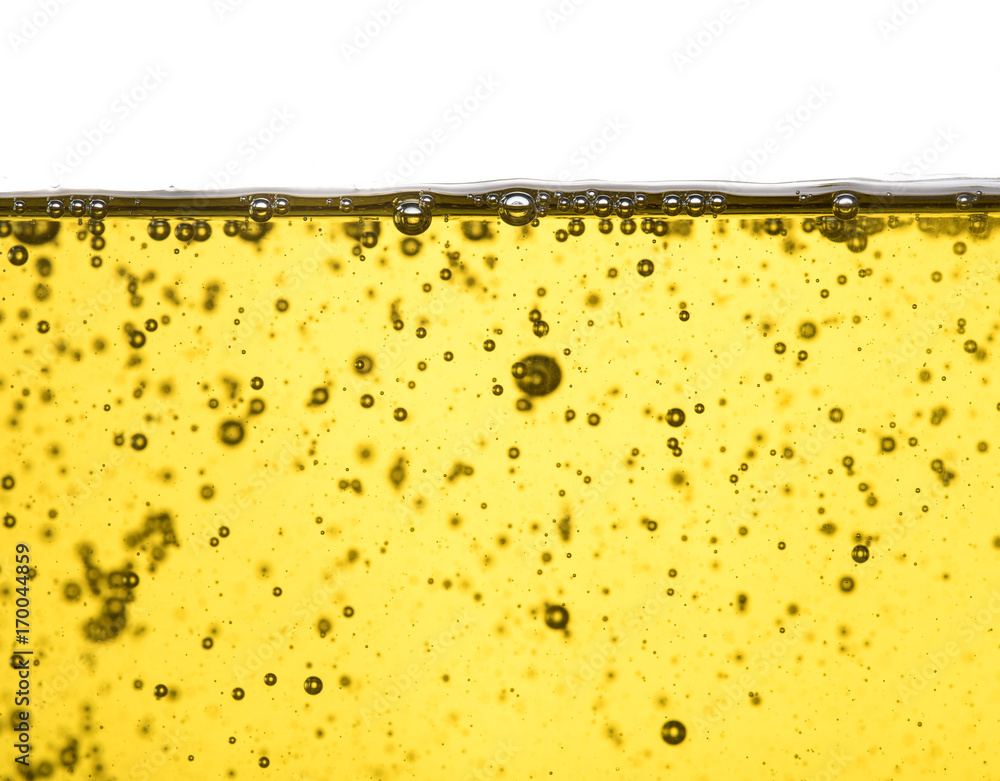 Oil with air bubbles on white background