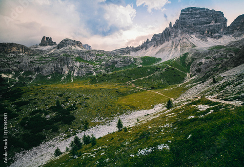 Mountain landscape in the National Park Tre Cime di Lavaredo (Drei Zinnen) Trentino Alto Adidge, Dolomites, Italy. © Oles
