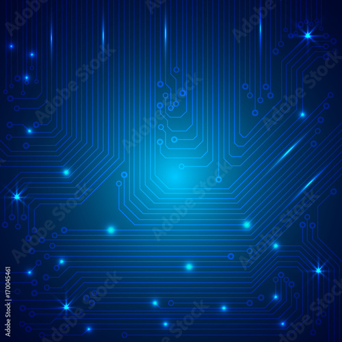 Blue Hi Technology Circuit Board Modern Idea Concept Vector Background