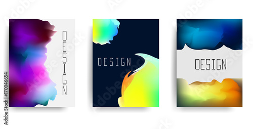 Fluid color covers set. Watercolor elements vector illustration.