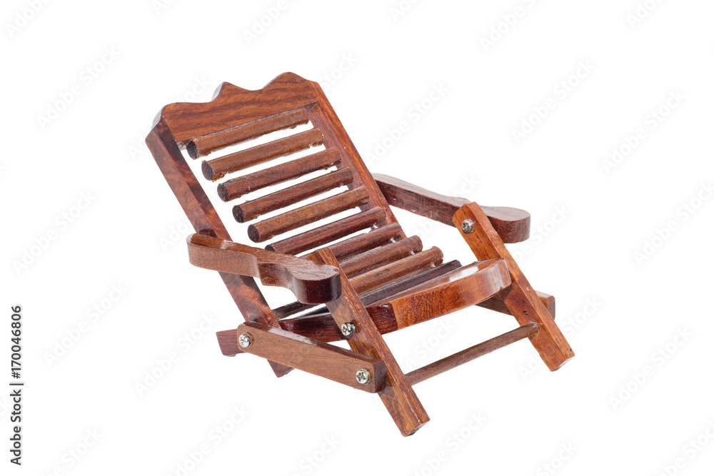 Wooden chair for relaxing on white background.