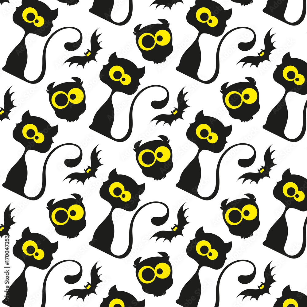 Seamless pattern black cats Seamless pattern black cats