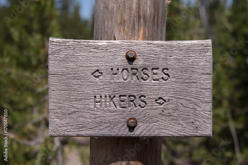 Horses Left Hikers Right Sign