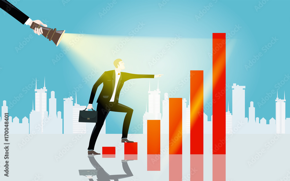Successful businessmen watching the growth charts. Business concept illustration Successful businessmen watching the growth charts. Business concept illustration