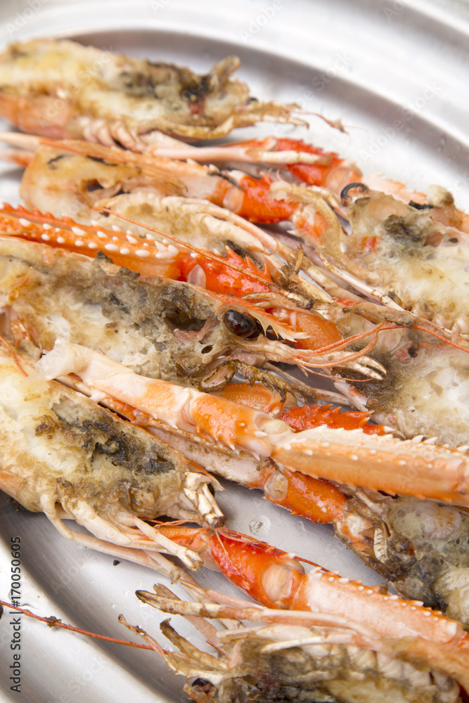 Prawn Head on White Plate