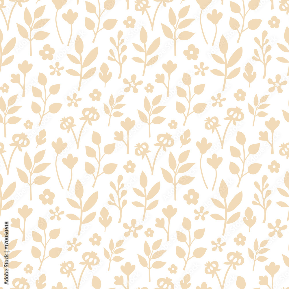 Seamless pattern flowers and leaves.