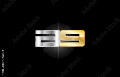 B9 B 9 silver gold letter number logo icon design