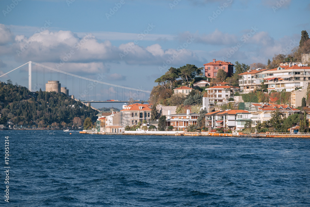Coastline Mansions At Bosphorus, Istanbul, Turkey