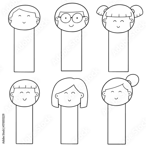 vector set of cartoon face bookmark