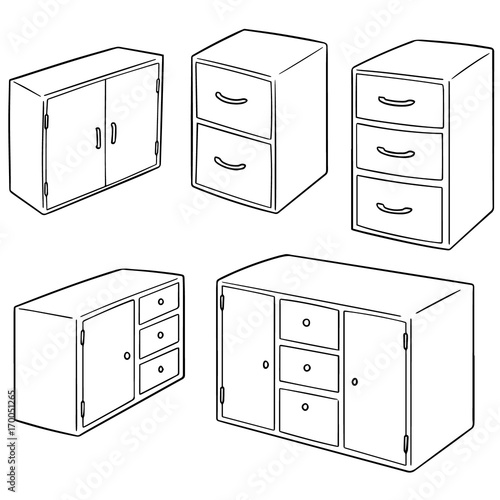 vector set of drawer