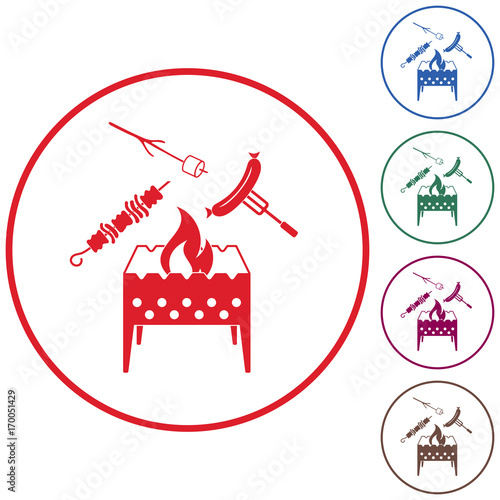 Brazier, zephyr, kebab and sausage icon