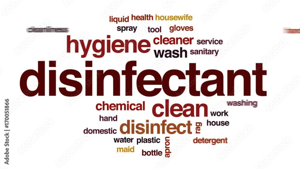 Disinfectant animated word cloud, text design animation. Disinfectant animated word cloud, text design animation.