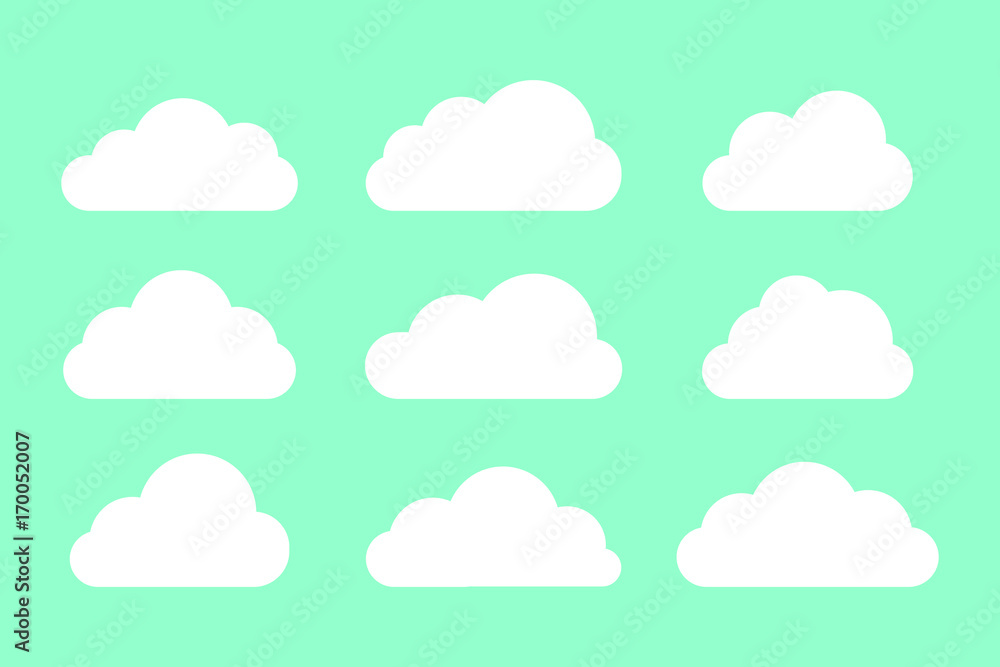 Set of white clouds collection on blue background Set of white clouds collection on blue background