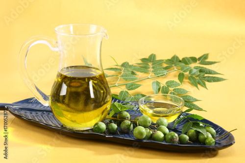 Fresh Neem Leaves with Oil photo