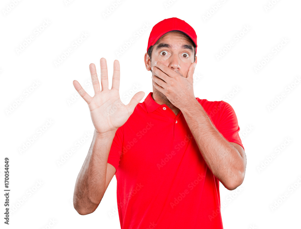 Scared delivery man Scared delivery man