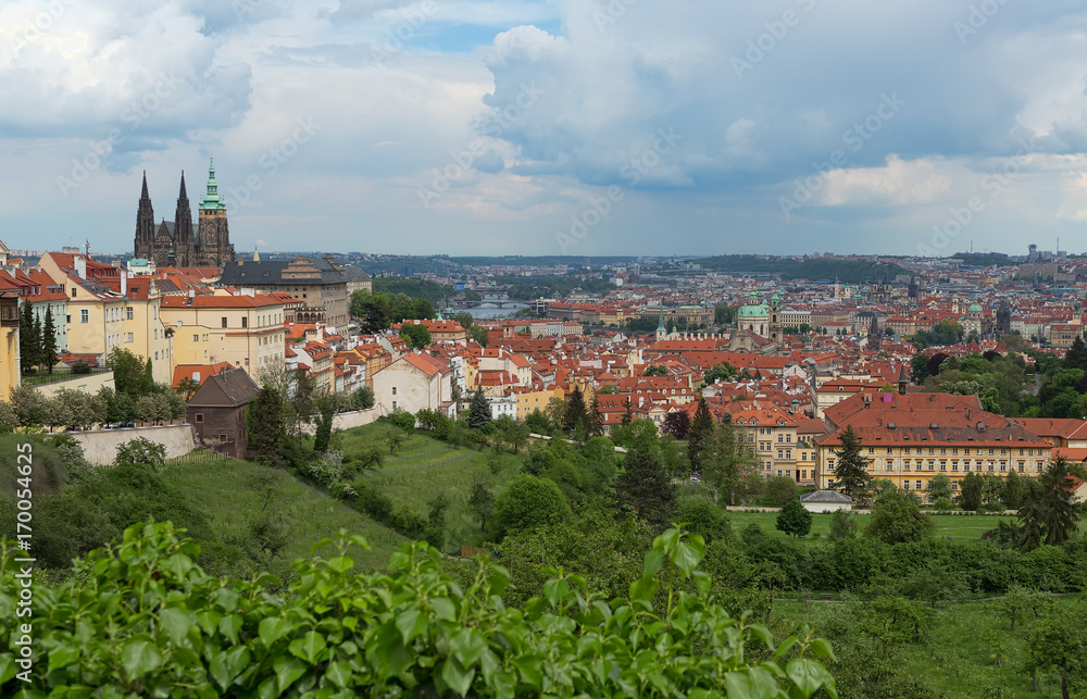 View of the castles of Prague from the hill