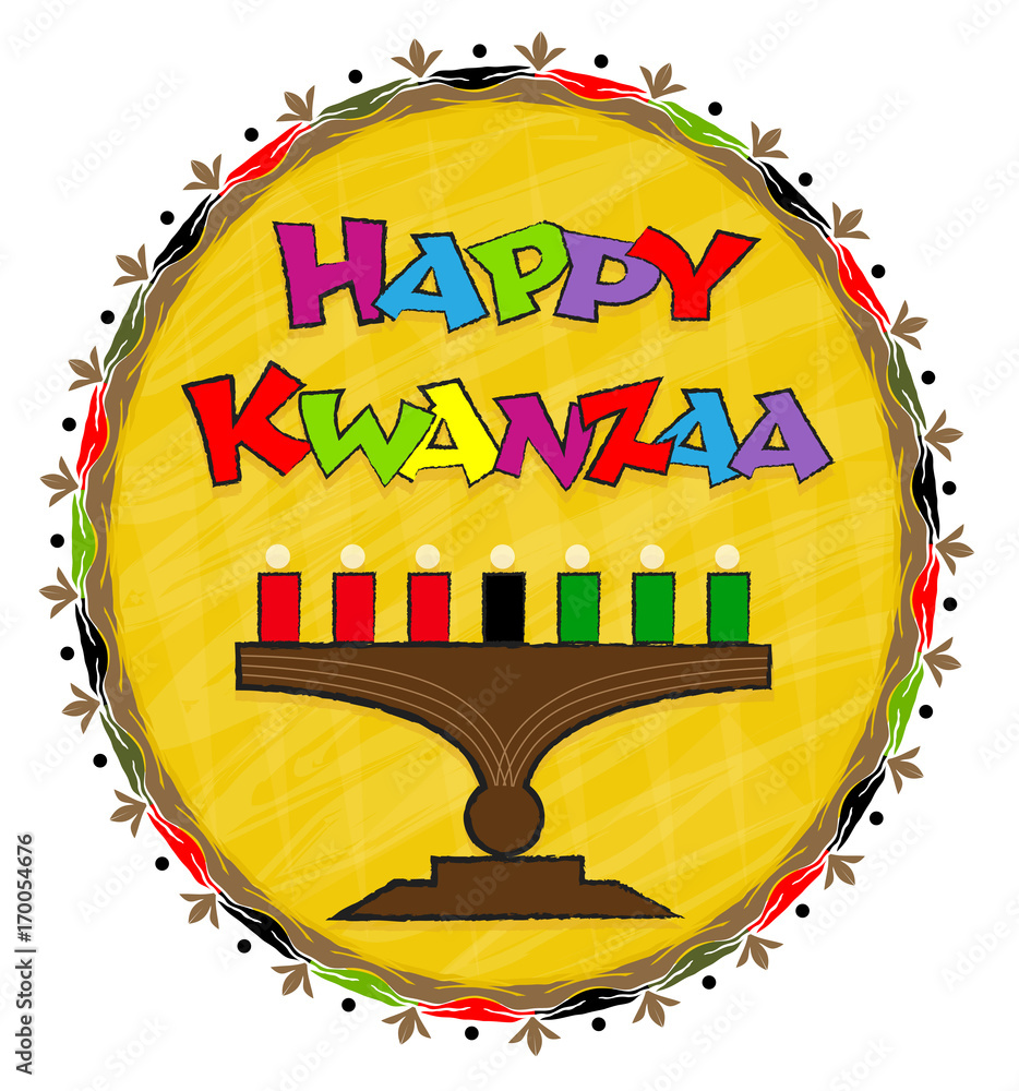 Happy Kwanzaa Clip art Festive clipart of Kinara and colorful Happy