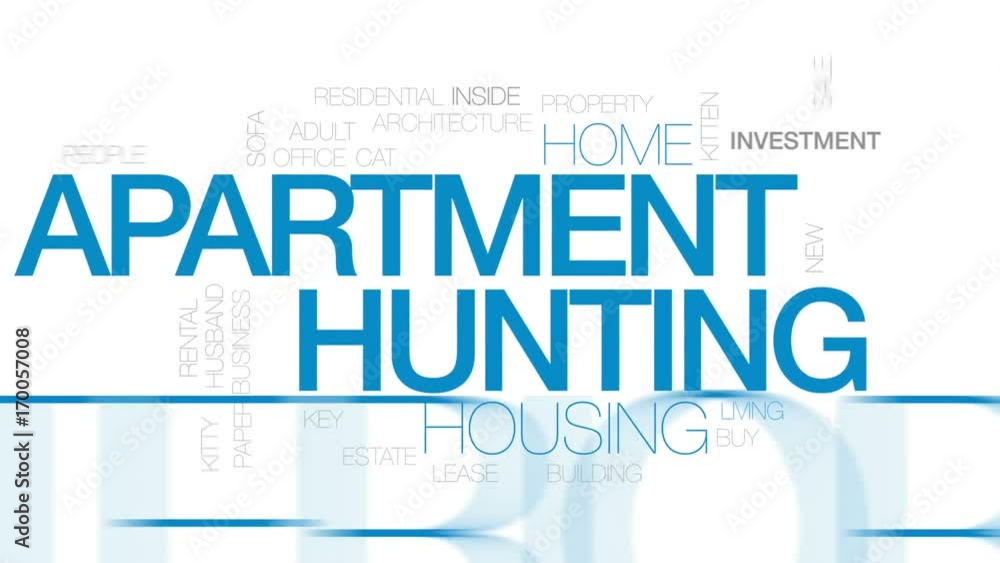 Apartment hunting animated word cloud, text design animation. Kinetic typography.