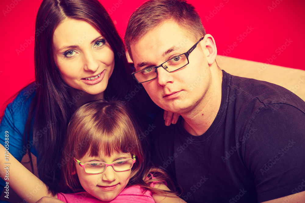 Family photo of mother, daughter and father Family photo of mother, daughter and father