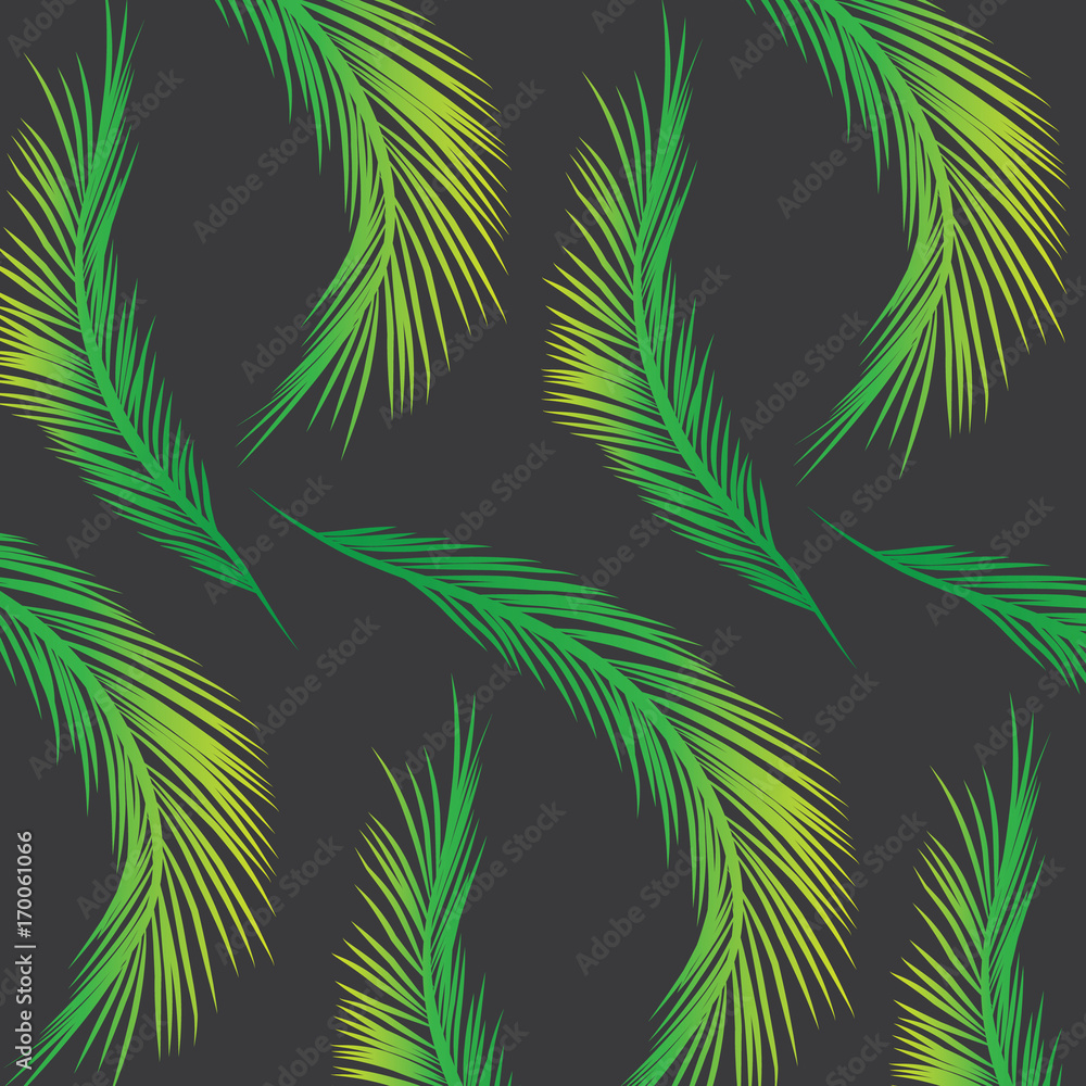 Palm Leaves Pattern - Green and Yellow