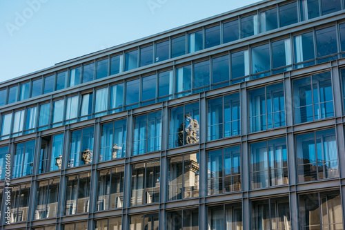 modern glass facade of office building