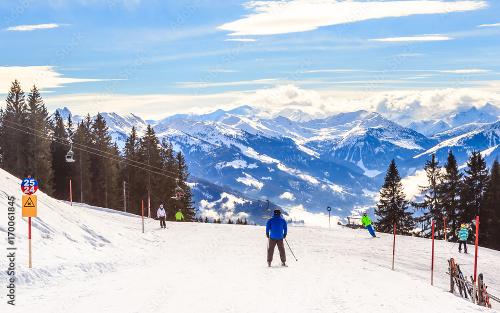 On the slopes of the ski resort  Hopfgarten, Tyrol, Austria