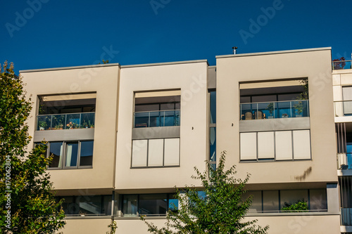 modern cube balcony of apartment house