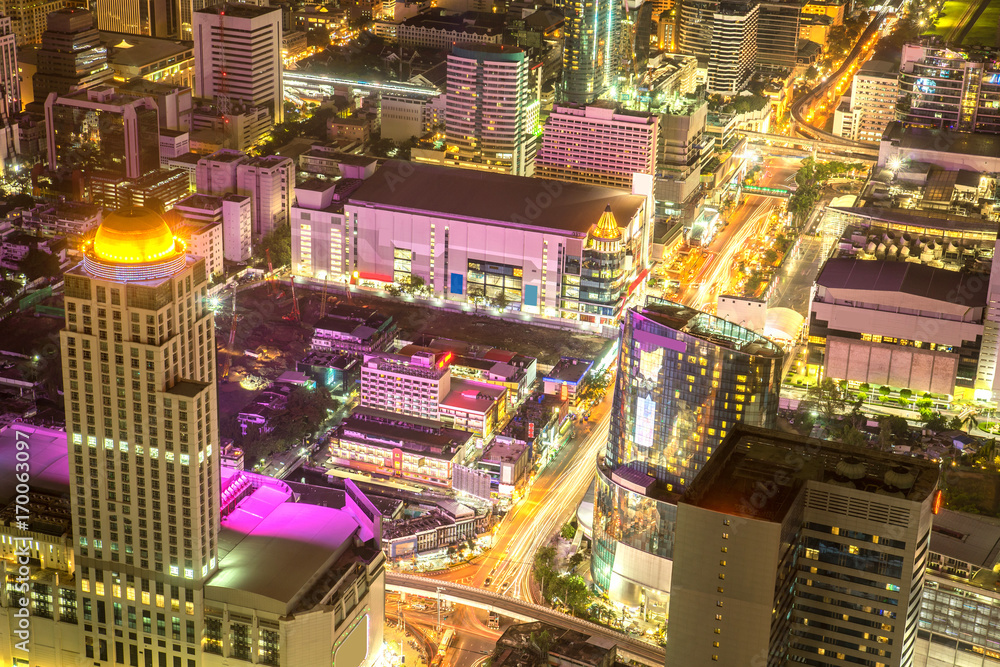 cityscape of Bangkok city at night  , landscape Thailand 
