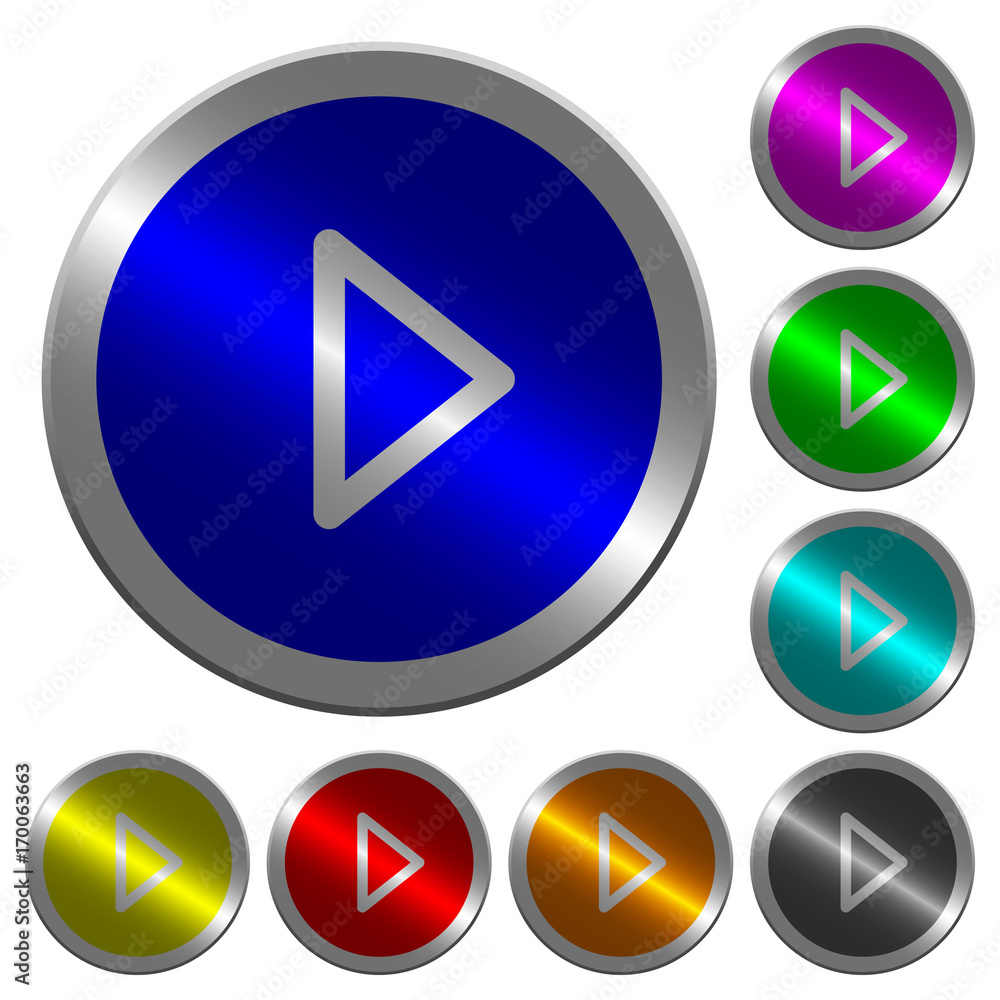 Media play luminous coin-like round color buttons Media play luminous coin-like round color buttons