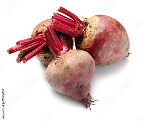 Delicious ripe beets on white background