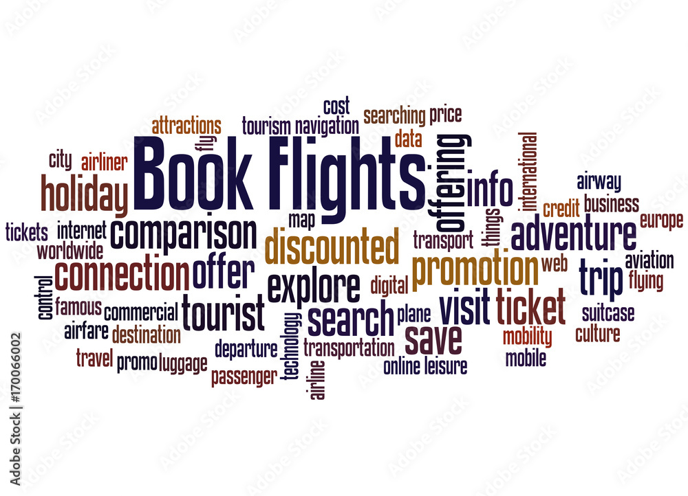 Book flights, word cloud concept 2