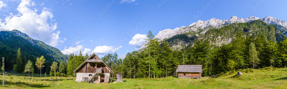 Mountain cabin in European Alps, Robanov kot, Slovenia