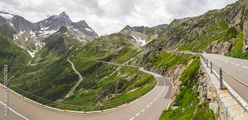 Susten road and glacier in Switzerland in Alps