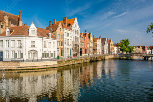 Bruges (Brugge) cityscape with water canal and bridge