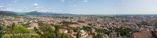 Bergamo, Italy. Landscape on the new city (downtown) from the old fortress located on the top of the hill