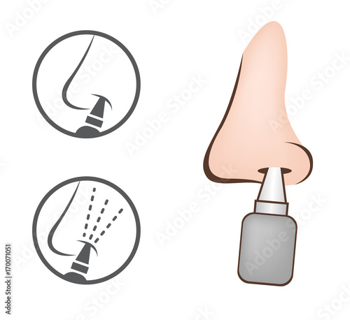 nasal spray and nose vector