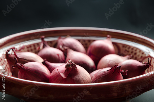 Red onions in a bowl