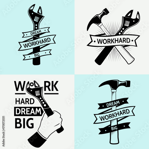Work hard dream big .vintage tooling . workshop . Working tools