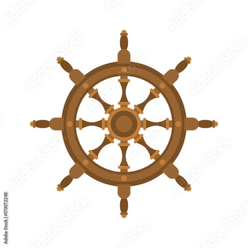 Handwheel isolated. Rudderl ship on white background