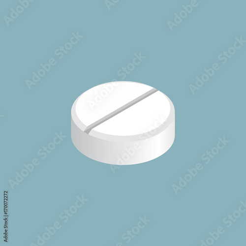 White tablet  Medicine isolated. pill vitamin