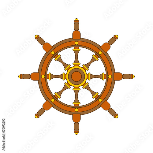 Handwheel isolated. Rudderl ship on white background