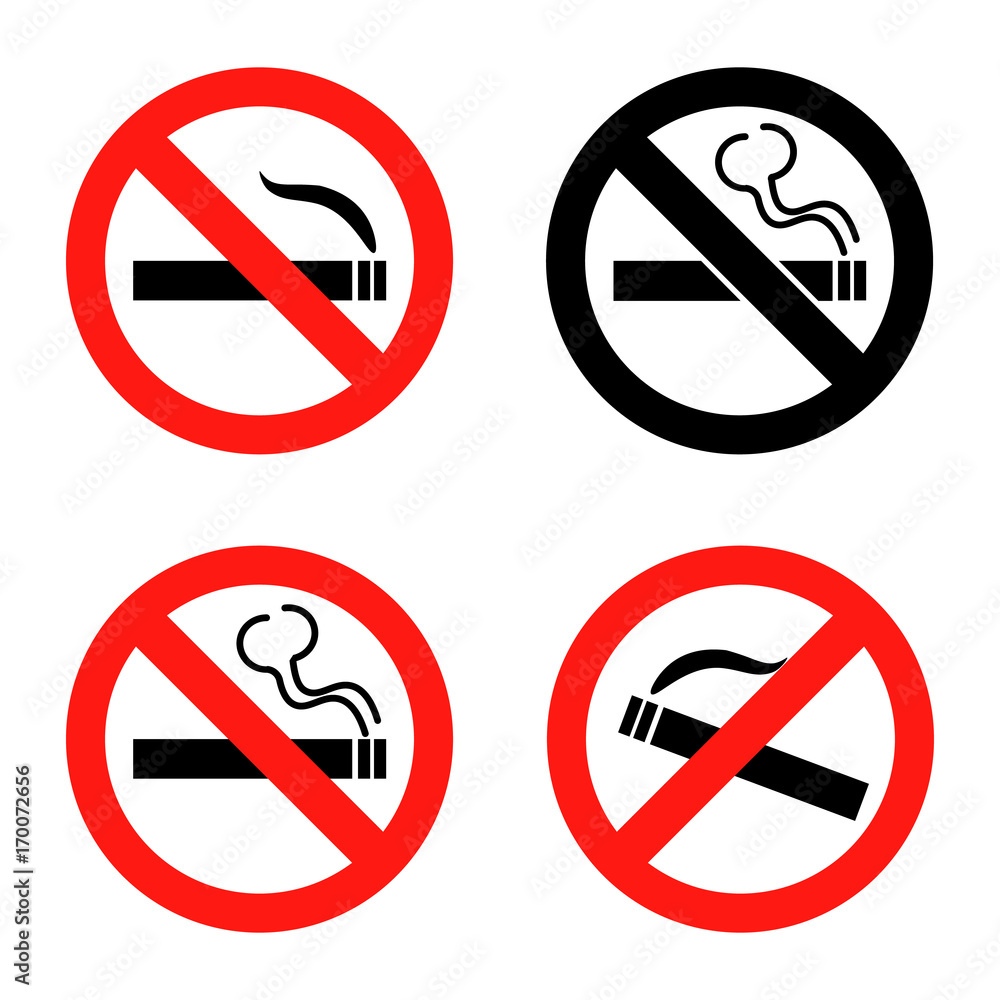 No smoking icons set. Flat design Vector Illustration No smoking icons set. Flat design Vector Illustration