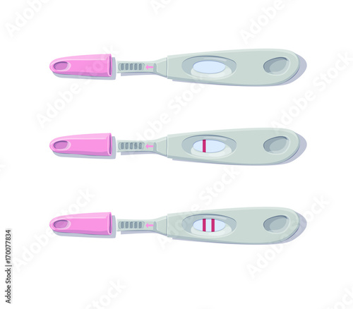 Pregnancy Tests Set. Positive and Negative Result. Examination test pregnant woman. Vector