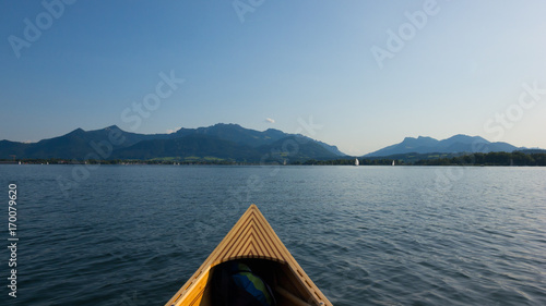 Canoe at lake Chiemsee, Bavaria, in summer