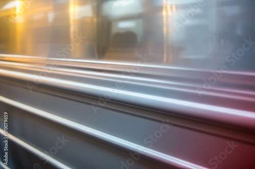 Train with passengers moving by rail