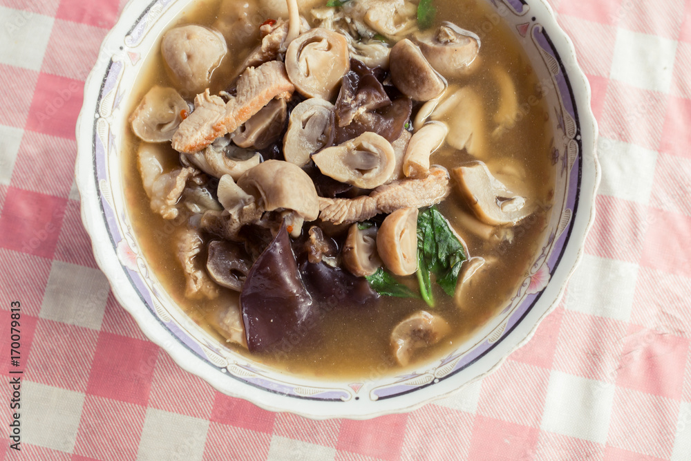 Mixed vegetables and mushroom spicy curry soup Mixed vegetables and mushroom spicy curry soup