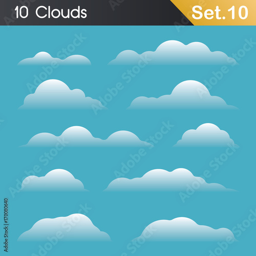 Cartoon clouds isolated on blue background © Eightshot Studio