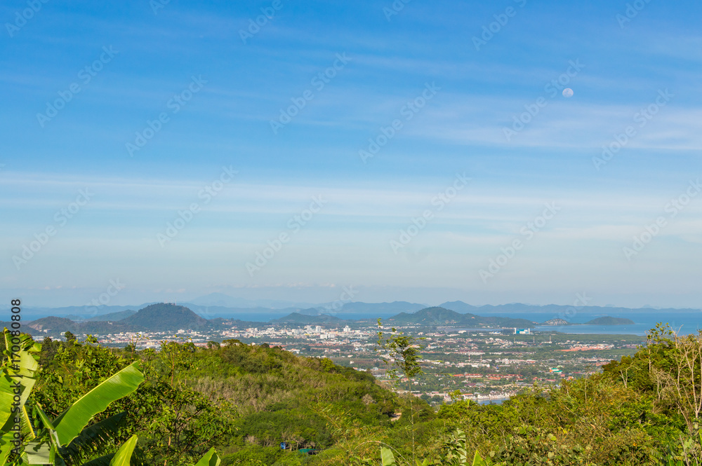 Panoramic view from the hill Big Buddha in Phuket Thailand