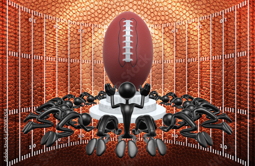 Slika na platnu A Group Of The Original 3D Characters Illustration Worshiping A Football
