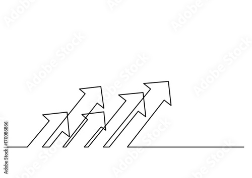 continuous line drawing of multiple arrows